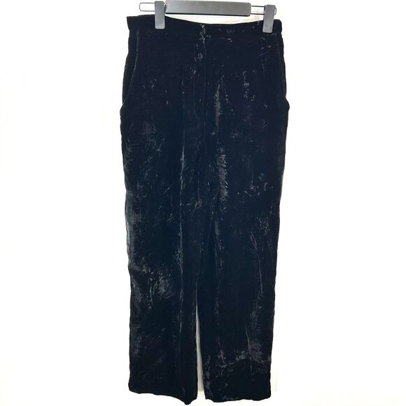 Vintage Partique Pants Women's 12 Small Black Velvet Goth Whimsygoth Pockets 80s - Picture 1 of 8